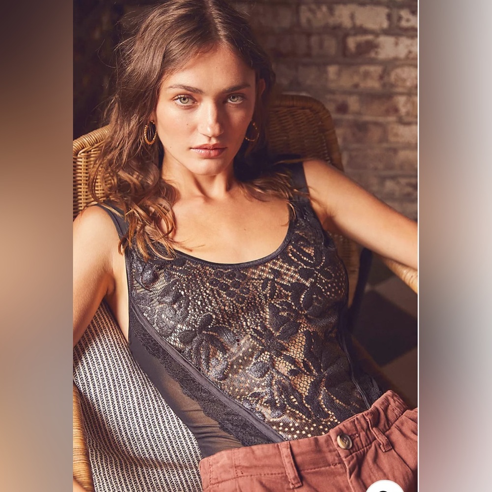 NWT Free People Off Beat Bodysuit in Black